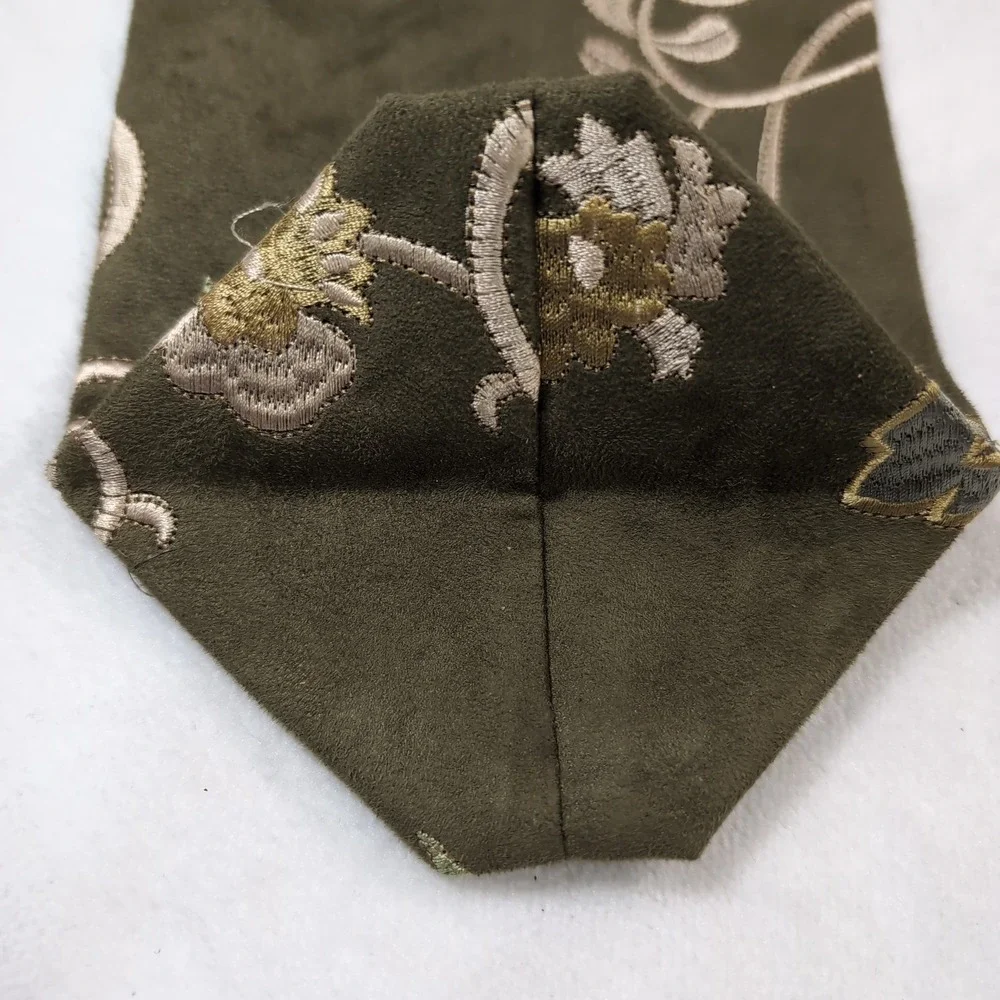 Embroidered Floral Wine Bag Gift Bag Olive Green Reusable Fabric Hostess Carrier